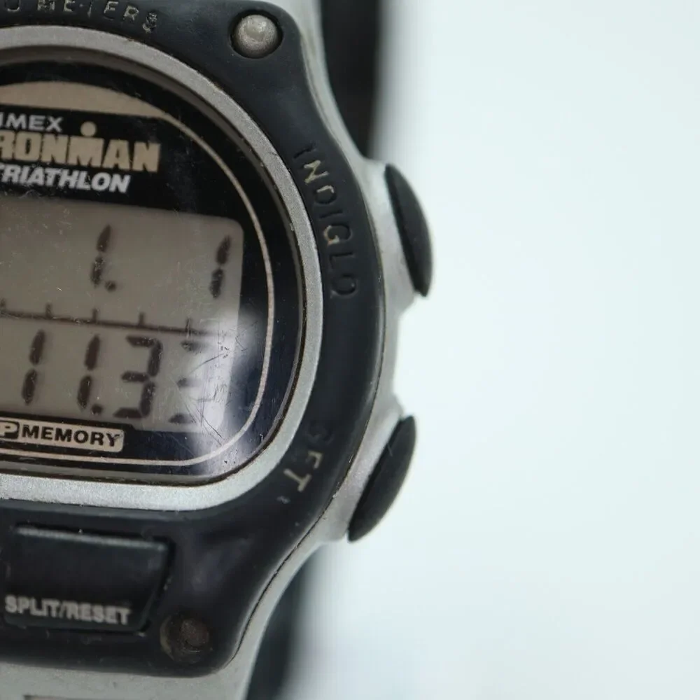 Vintage Timex Ironman Triathlon 38mm Digital Watch Black Blue w New Battery